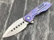 Twosun Folding Knife Timascus TITANIUM DAMASCUS Alloy Handle TS440-M390-TiMascu