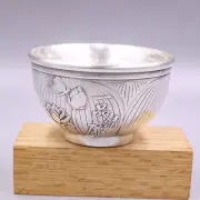 Pure Silver 999 Double-layer Anti-scald Fine Silver Cup Tea Tasting Bowl 50ML