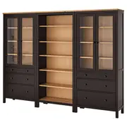 HEMNES storage combination w doors/drawers, black-brown/light brown, 270x198 cm