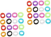 MERRYHAPY 2sets 16pcs Soft Silicone Finger Rings for Hairdressing Scissors Durable Stylist Scissor Finger Pads Flexible Accessories for Salon Use From Cuts Strain 16pcs*2