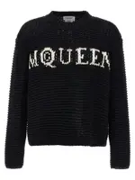 [Mcqueen] Mcqueen-Logo Sweater Maglioni Bianco/Nero-Uomo XL