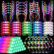 Redbaker 75 Pcs Light up Party Favors Include Light up Headband Foam Sticks
