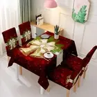 Christmas Tablecloth Fabric Rectangle Table Cloth Dining Chair Cover Bell Bow
