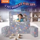 Modular Glow in the Dark Kids Play Couch 4 Piece Toddler Chair Grey