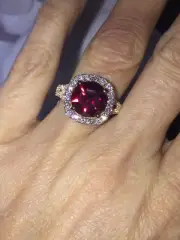 Unique Women's Ring 14K White Gold Plated Silver 2.00Ct Round Simulated Garnet