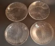 Sasaki Glassware Japan set of 4 Rain Bread Butter Dessert plates 6" NEW