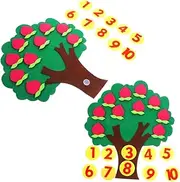 COOPHYA 2 Sets DIY Felt Apple Tree Counting Game for Interactive Math Learning for Preschool and Kindergarten Bright Shapes for Classroom Decor and Early Education