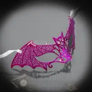 Womens Filigree Metal Laser-Cut Bat Halloween Masquerade Ball Mask [Pink]