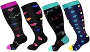 [Woetwoat] 2XL-4XL Compression Socks for Women, Compression Socks, Knee-High Compression Socks, Thrombosis Stockings, Sports Socks, Colourful Knee Socks for Women