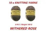 10 x Withered Rose 100g 8ply Soft Chunky Knitting Yarn Roving Wool Crocheting Sweater Acrylic