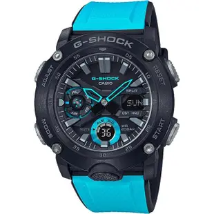 【CASIO 卡西歐】G-SHOCK 強悍運動風腕錶/藍x黑(GA-2000-1A2)
