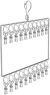 AIMALL Stainless Steel Multi-Clip Drying Rack – 17.7 x 9.8 inch Small & 17.7 x 26.5 inch Large, Windproof Hanger with 20/30 Clips for Socks, Underwear, Multi-Functional Space-Saving Clothes Dryer
