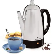 Electric Percolator Classic Style Coffee Maker with Heat Resistant Handle Base a