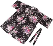 [WOFASHPURET] Bathrobe Doll Toiletry Bridal Satin Kimono Robe Sleepwear Pajama S Robe Mini Bride Outfit Plush Dress Gown Ladies Linen Women Bath Robe Pants Floral Robe Bath Towel Polyester White