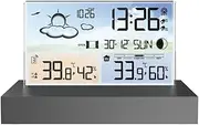 Wireless Weather Station, Color Digital Weather Station with Weather Forecast, Radio Controlled Clock, LCD Weather Station with Outdoor Sensor, for Home Office