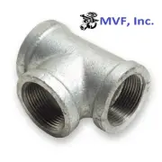 1/8" 150 Female NPT Tee Galvanized Malleable Iron Pipe Fitting <MI030141GMI