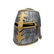 Silver Pewter Knight Roman Armor Crusader Helmet Mask Medieval Adult Costume