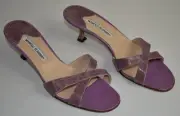 $2625 NEW Manolo Blahnik CALLAMU Lilac ALLIGATOR CROCODILE Sandal Shoe Mule 40.5