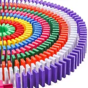 Fonderland 960pcs Wooden Domino Block Tiles Tumbling Dominoes Knock Do