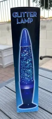 Lava Lamp Motion BLUE Glitter 13.5” X 2.25” New With Light Bulb