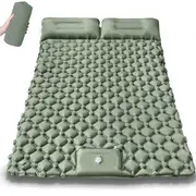Self-Inflating Sleeping Mat for 2 People, 120 x 200 cm, Air Mattress Camping Double ISO Camping Mat for Tent, Ultralight with Pillow Green