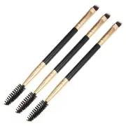 3pcs Soft Double Sided Eyebrow Brush for Women Eye Makeup Gold Tone Black