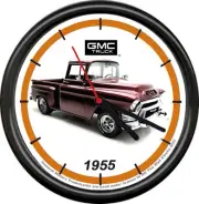 Licensed 1955 GMC Dark Red Stepside Pickup Truck General Motors Wall Clock