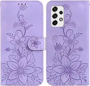 Compatible with Samsung Galaxy A73 5G Flip Kickstand Cover,Compatible with Samsung Galaxy A73 5G Card Slot Wallet Case Purple