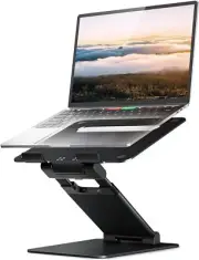 Nulaxy Height Adjustable Laptop Stand for Desk, Dual Foldable B-Black