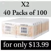 4000 Q tips/Cotton Swabs bamboo Stick Double Tipped 40 packs of 100 swabs