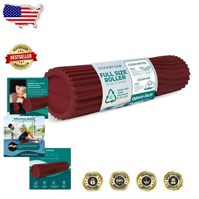 Eco-Friendly Maroon Foam Roller - 20" Wave Design for Muscle Relief & Stretching