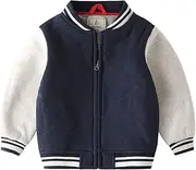 [Meufam] Toddler Kids Fashion Color Block Baseball Jacket Lightweight Bomber Jacket Coats Varsity Long Sleeve Zip Up Outwear