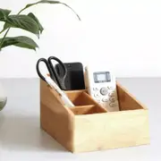 Bamboo TV Remote Control Holder Storage Box Organizer Stationery Desk Caddy Rack