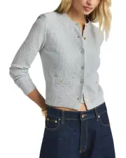 St. John Metallic Button Cardigan