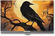 [VFMKT] Slim Metal Business Card Holder Portable Business Card Case Pocket Name Card Holder Crow Wallet for Men Women Office Travel, style, One Size