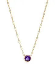 Bloomingdale's Fine Collection Amethyst Pendant Necklace in 14K Yellow Gold