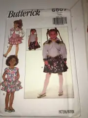GIRLS CHILD UNCUT BUTTERICK 6607 SEWING PATTERN DRESS BOLERO JACKET SIZE 2 3 4