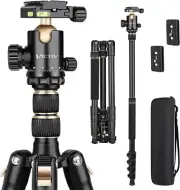 Portable DSLR Tripod with 360° Panoramic Ball Head - Adjustable Gold Stand