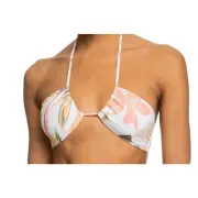 New Roxy Peach Floral Printed Halter Beach Classic Triangle Bikini Top Size XS