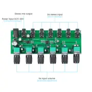 6 Ways Stereo Mixer Audio Distributor Mixing Board With Volume Control DC 5-24V