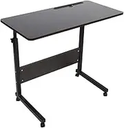 Adjustable Laptop Study Desk Mobile Phone Table for Bedside White Wood (Walnut Color)
