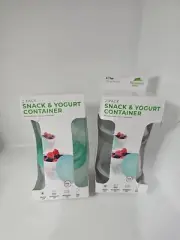 Yogurt & Snack Container Cups Gray/ Green 4.73oz BPA Free(2 Pack Of 2)