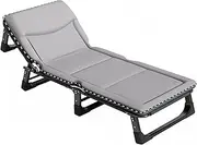 Cotton Foldable Camping Bed with Mattress Height Adjustable Folding Bed Comfortable Camping Cot for Outdoor Office