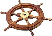 Sailors Special Handcrafted Wooden Ship Wheel 15" Classic Ship's Steering Wheel Sailing Home Wall Mounting Decoration Accents Nautical Collectibles Decor