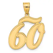 14k Yellow Gold Brushed Border Script Number 60 Pendant