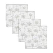 4pc Rayell Ceramic Printed Coaster Paradise's Palms Beige Drink Glass Holder