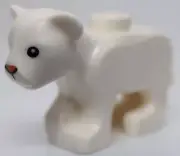 Lego White Lion Baby Cub with Black Eyes and Nougat Nose Pattern