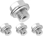 Pack of 4 Metal Oil Pan Drain Plug Adapter, Oil Drain Plug with Sealing Ring and Washer, Oil Drain Plug with Sealing Ring, Return Drain Plug for Car Engine (M14)