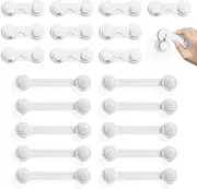 QianQiao Cabinet Locks for Babies(20 Pack),Child Safety Strap Locks,Baby Locks for Cabinets and Drawers, Toilet, Fridge & More,Easy 3M Adhesive Cabinet Drawer Door Latches No Screws & Magnets