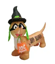 Halloween Inflatable Yard Decoration Dog Puppy Hat Mask Air Blown Blowup Lights